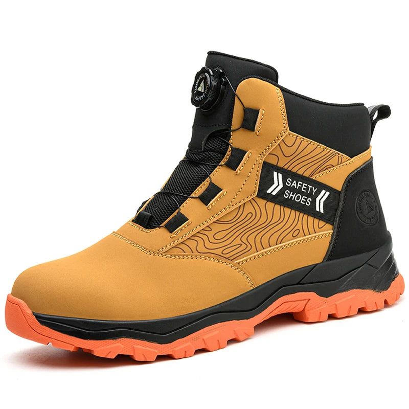 Rotating button Men Winter boots Steel toe shoes Puncture-Proof Safety Boot for engineers Indestructible shoes Work Boots Men