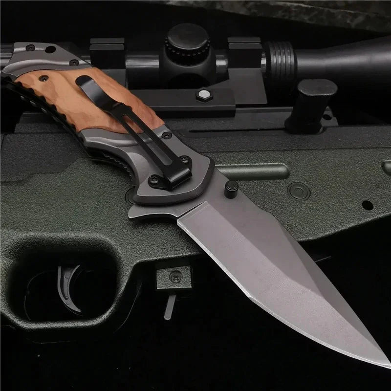 [200MM Camping Survival Pocket Knife] 200MM (8') 58HRC Folding Knife Pocket Knife 7CR13MOV Blade Camping Survival Fishing Fruit