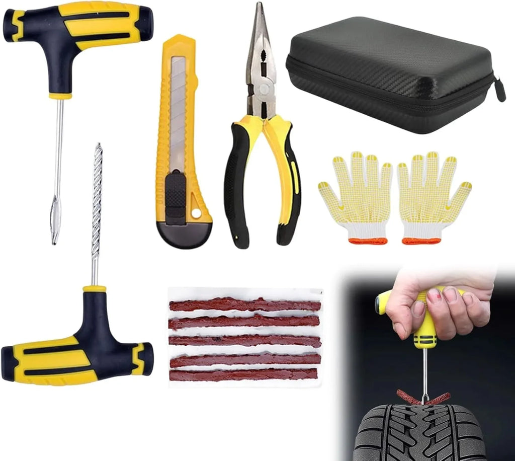Automotive Emergency Rescue Kit Tyre Repair Kit Puncture Repair Kit, Anti-Puncture Kit Motorcycle, Puncture Repair Tool with Bag
