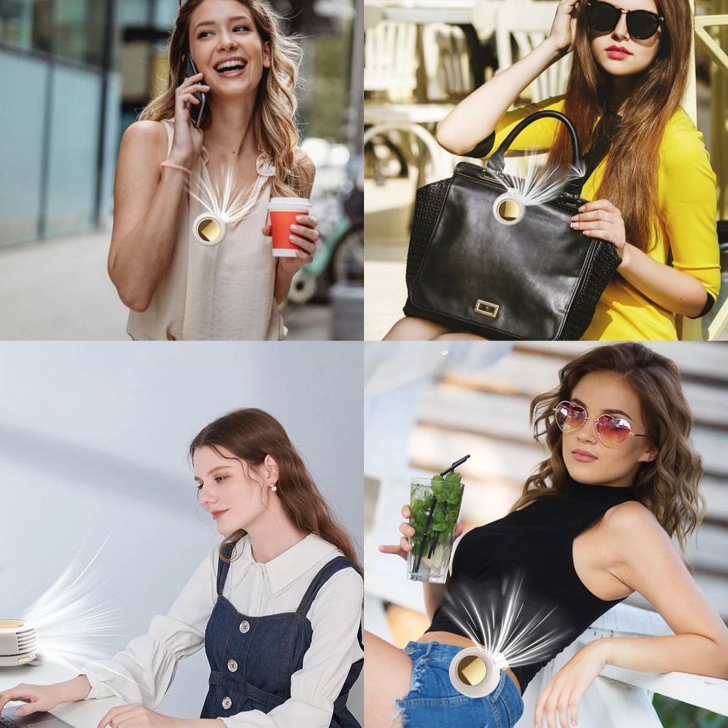Mini Bladeless Fan USB Rechargeable Portable Clip on Waist Handheld Personal Fan for Outdoor Travel Office Camping Hiking Gym