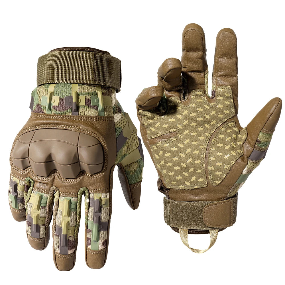 Touch Screen Cycling Gloves PU Leather Outdoor Sports Bicycle Hiking Camping Hunting Combat Motorcycle Non-slip Protective Gear
