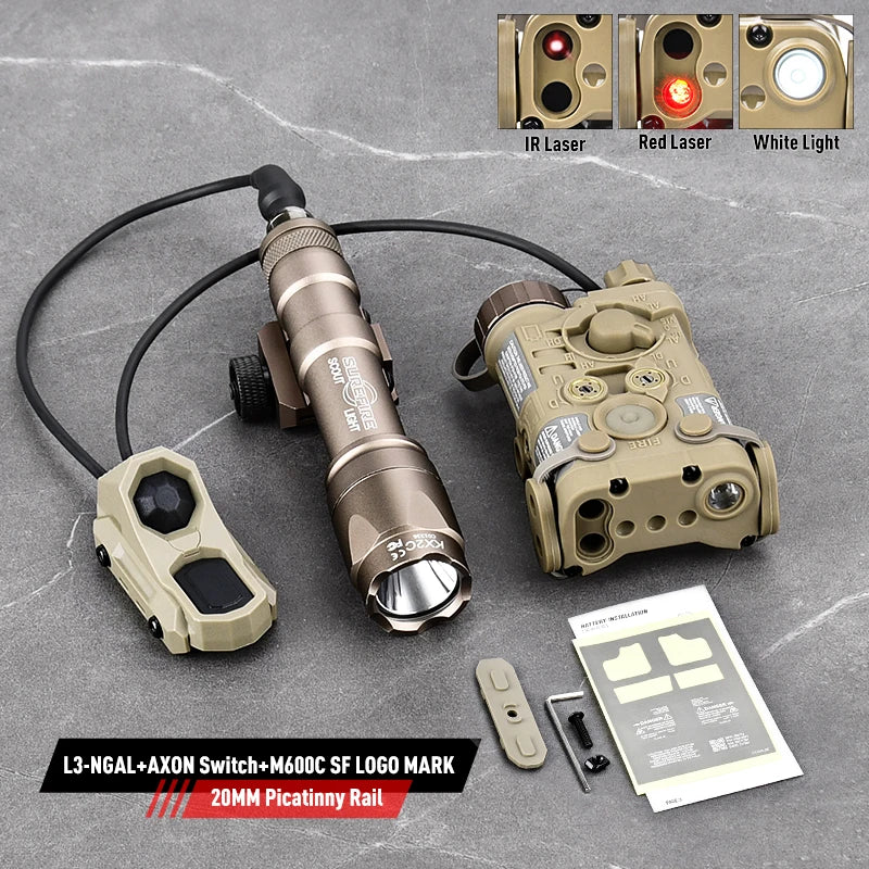 WADSN Tactical NGAL L3 Red Green Blue IR Laser Sight M300 M600 SF Surefir Flashlight AXON Dual Plug Switch Airsoft Hunting Gear