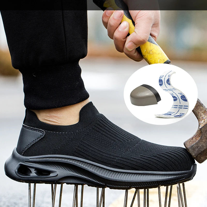 2026 Breathable Mens Work Safety Shoes Lightweight Steel Toe Anti Smashing Anti Slip Indestructible Male Boots Footwear Sneakers