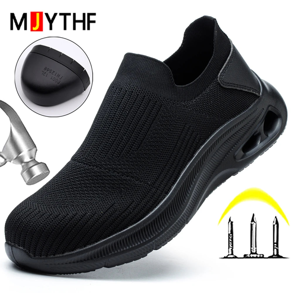 2026 Breathable Mens Work Safety Shoes Lightweight Steel Toe Anti Smashing Anti Slip Indestructible Male Boots Footwear Sneakers