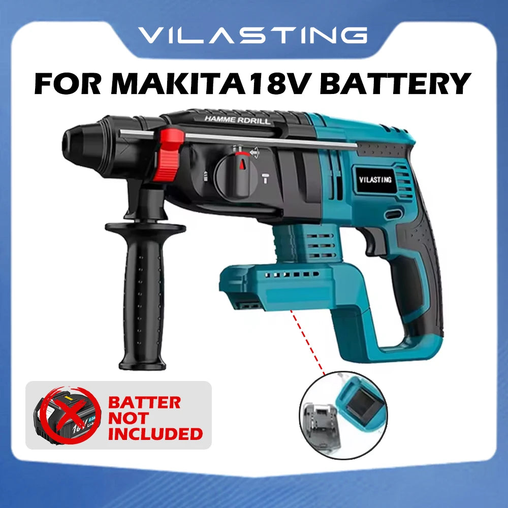 VILASTING 26MM Brushless Cordless Electric Hammer Drill Multifunctional Rotary High Power Tools For Makita 18V Battery Pin