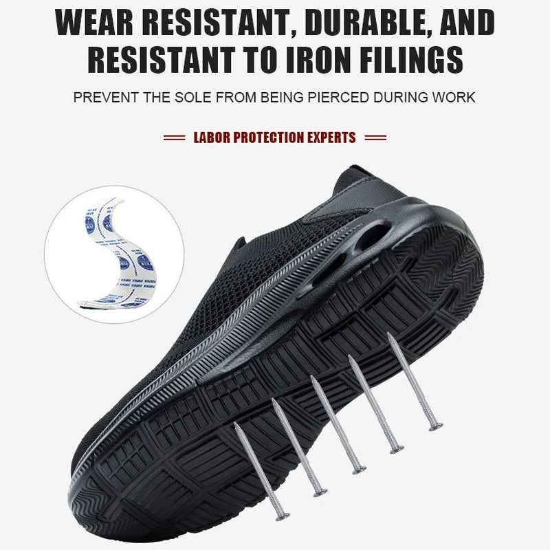 2026 Breathable Mens Work Safety Shoes Lightweight Steel Toe Anti Smashing Anti Slip Indestructible Male Boots Footwear Sneakers