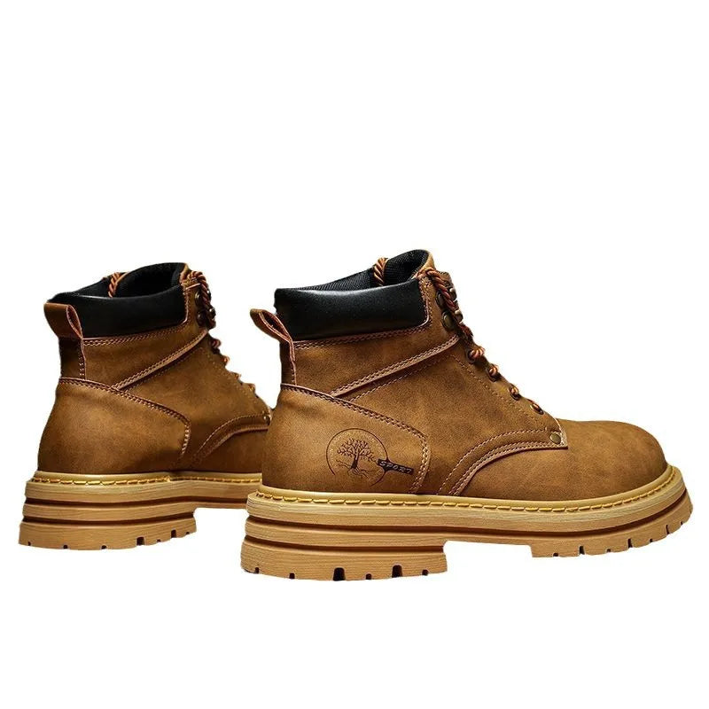 Fashion Men Boots Spring Comfortable Platform Leather Shoes Men Trend Brown Non-slip Work Boots for Men Casual Shoe Cowboy Boots