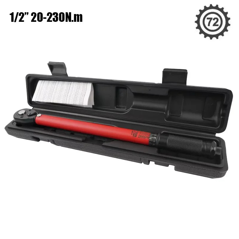 72T Torque Wrench 1/2'' 3/8'' 1/4'' Square Drive Preset Bicycle Torques Key Two-way Ratchet Car Bike Automotive Hand Tools