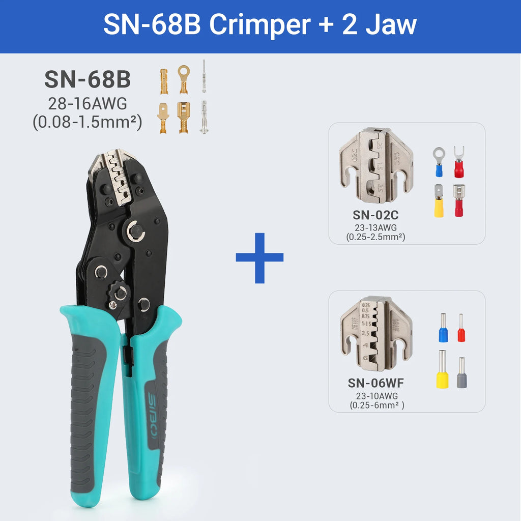 Crimping Tool Set Electrician Tools Quick Change Jaws For Crimp Terminals Dupont JST Non Insulated Open Barrel Ferrule MC4 Solar