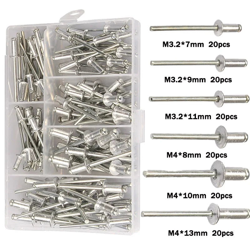 Professional Hand Riveter Gun 120pcs Heavy Duty Blind Rivet Pliers Set for Automotive and Home DIY Projects