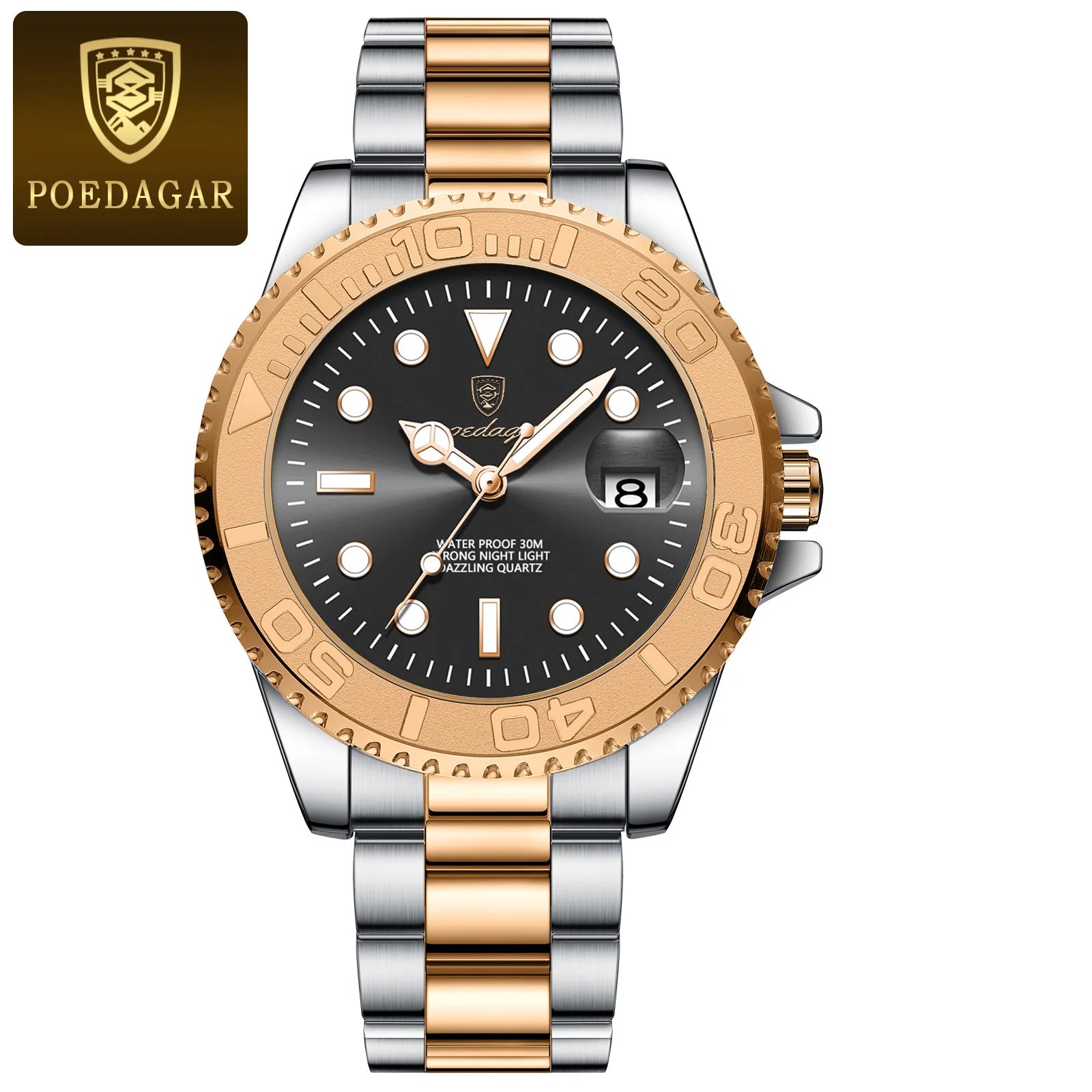 POEDAGAR Top Luxury Male Watch Waterproof Luminous Date Men Watch Stainless Steel Male Clock Sport Fashion Men's Quartz Watches