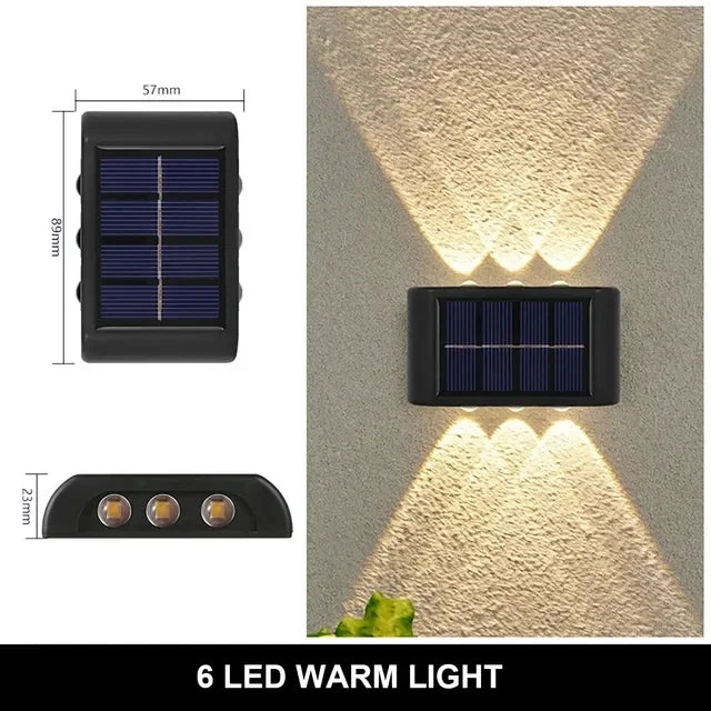 COB Solar Wall Lamp Outdoor Waterproof Solar Lights Up and Down Convex Lens Lighting for Garden Street Landscape Balcony Outdoor