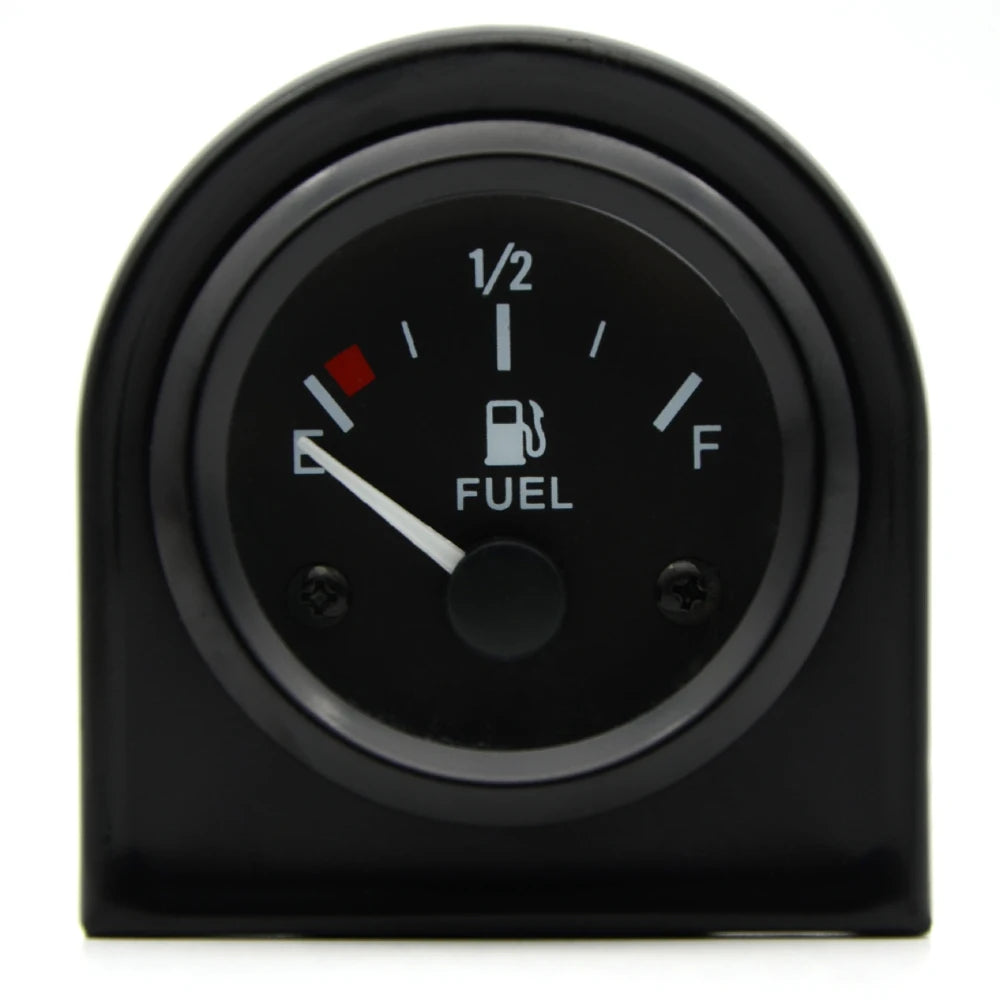 2" 52mm Fuel Level Gauge Car Meter White LED Light Black Rim Automotive Gauges 12V