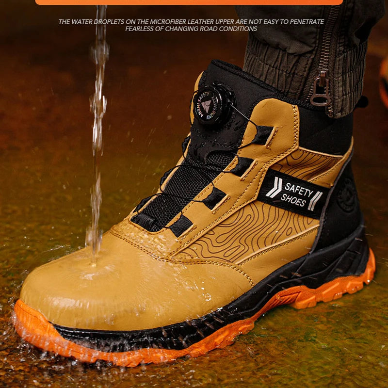 Rotating button Men Winter boots Steel toe shoes Puncture-Proof Safety Boot for engineers Indestructible shoes Work Boots Men
