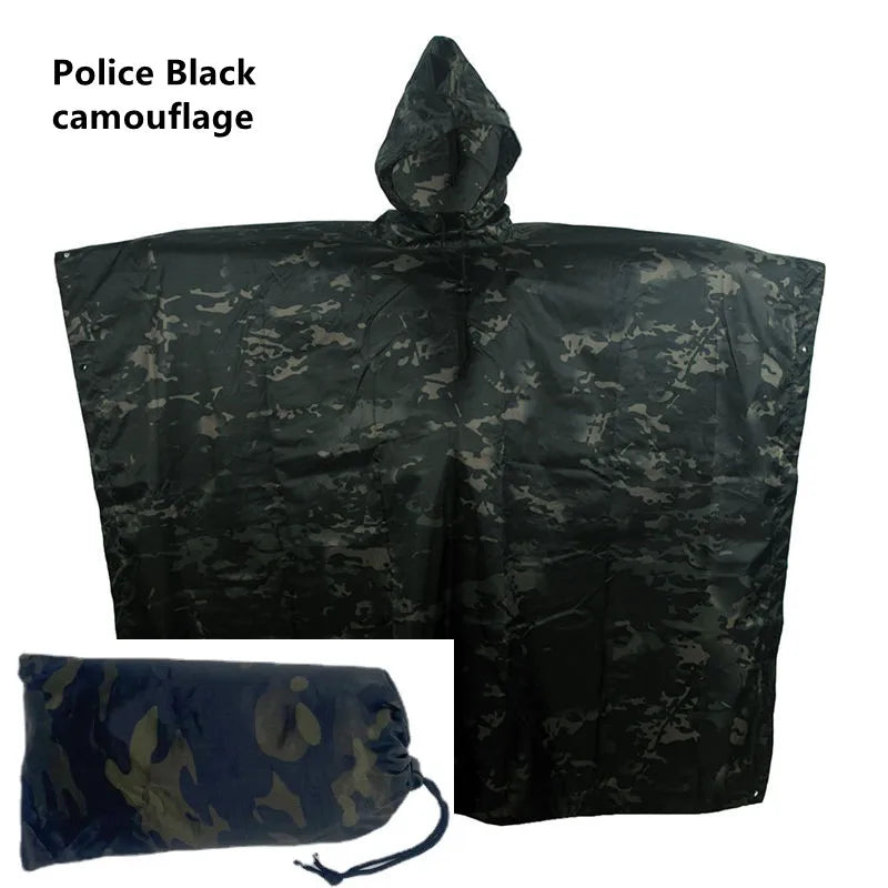 Outdoor Breathable Camouflage Poncho Jungle Tactical Raincoat Birdwatching Hiking Hunting Ghillie Suit Travel Rain Gear
