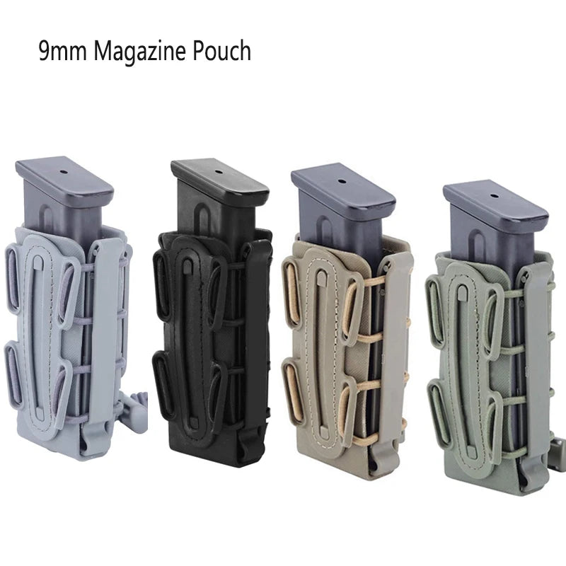 Tactical 9mm Single Magazine Pouch with Molle Clip Quick Release for P226 Glock 17 19 Beretta M9 PX4 Fastmag Holder Hunting Gear