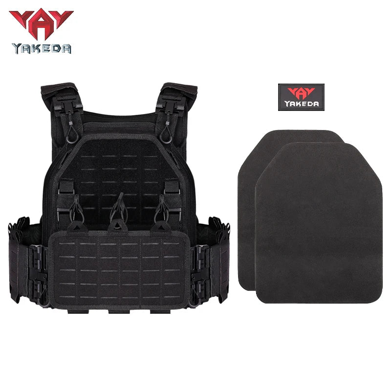 YAKEDA New Combat Vest 6094 Quick Release Lightweight Laser Cut Tactical Vest Black Gear Carry Hunting Tactical Vests