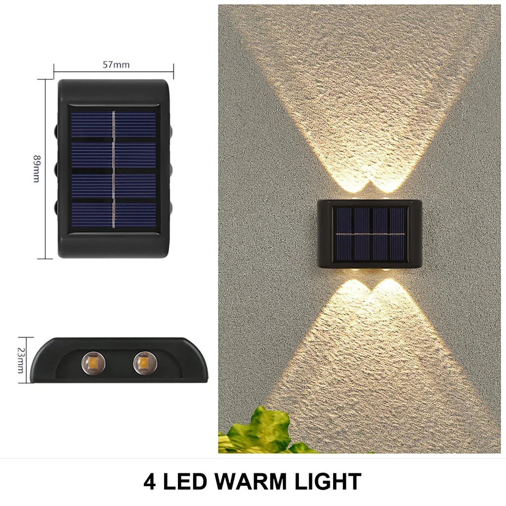 COB Solar Wall Lamp Outdoor Waterproof Solar Lights Up and Down Convex Lens Lighting for Garden Street Landscape Balcony Outdoor