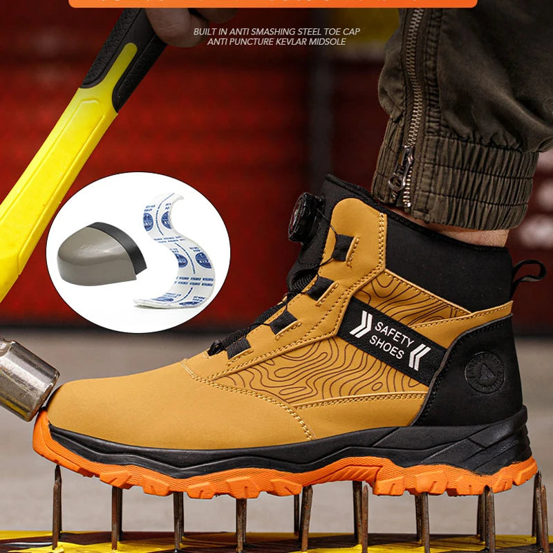 Rotating button Men Winter boots Steel toe shoes Puncture-Proof Safety Boot for engineers Indestructible shoes Work Boots Men