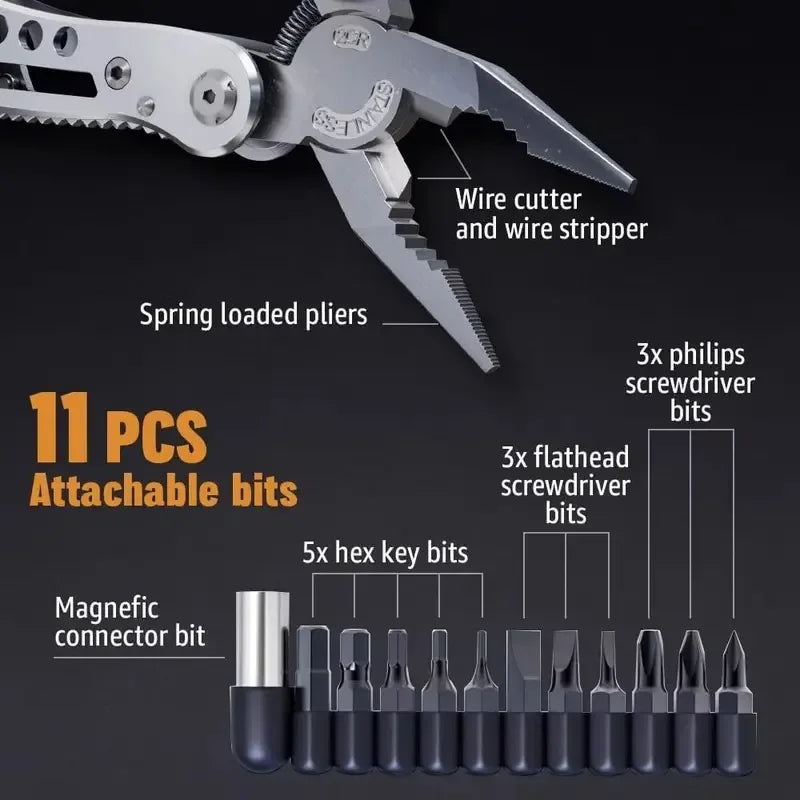 HEE RAK Portable Pocket Multitool 420 Stainless Steel Pliers Knife Screwdriver for Outdoor Survival Camping Hunting and Hiking