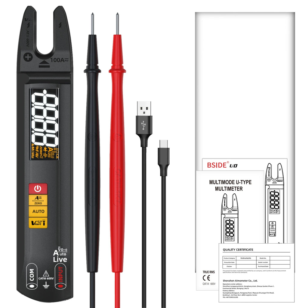 BSIDE U1 U0 Digital Clamp Multimeter 6000 A Electric current tester Non Contact Hz Temperature Test Electronic electrician tools