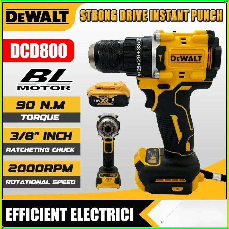 DEWALT 2000RPM DCD800  Cordless Impact Drill  3/8 Inch Brushless Electric Screwdriver Lithium Electric Tool For DEWALT Battery