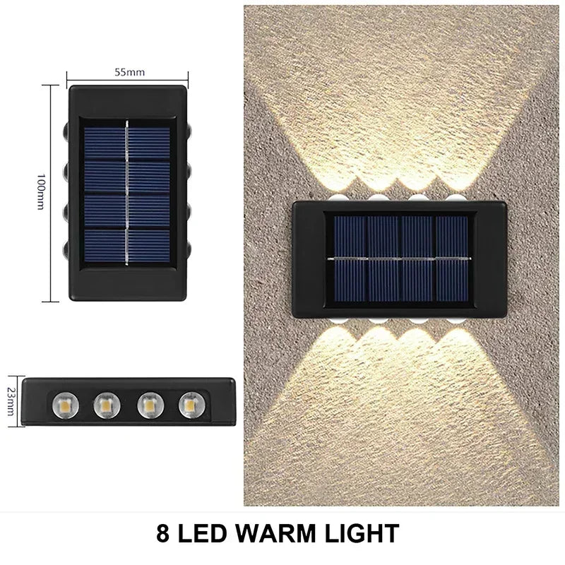 COB Solar Wall Lamp Outdoor Waterproof Solar Lights Up and Down Convex Lens Lighting for Garden Street Landscape Balcony Outdoor