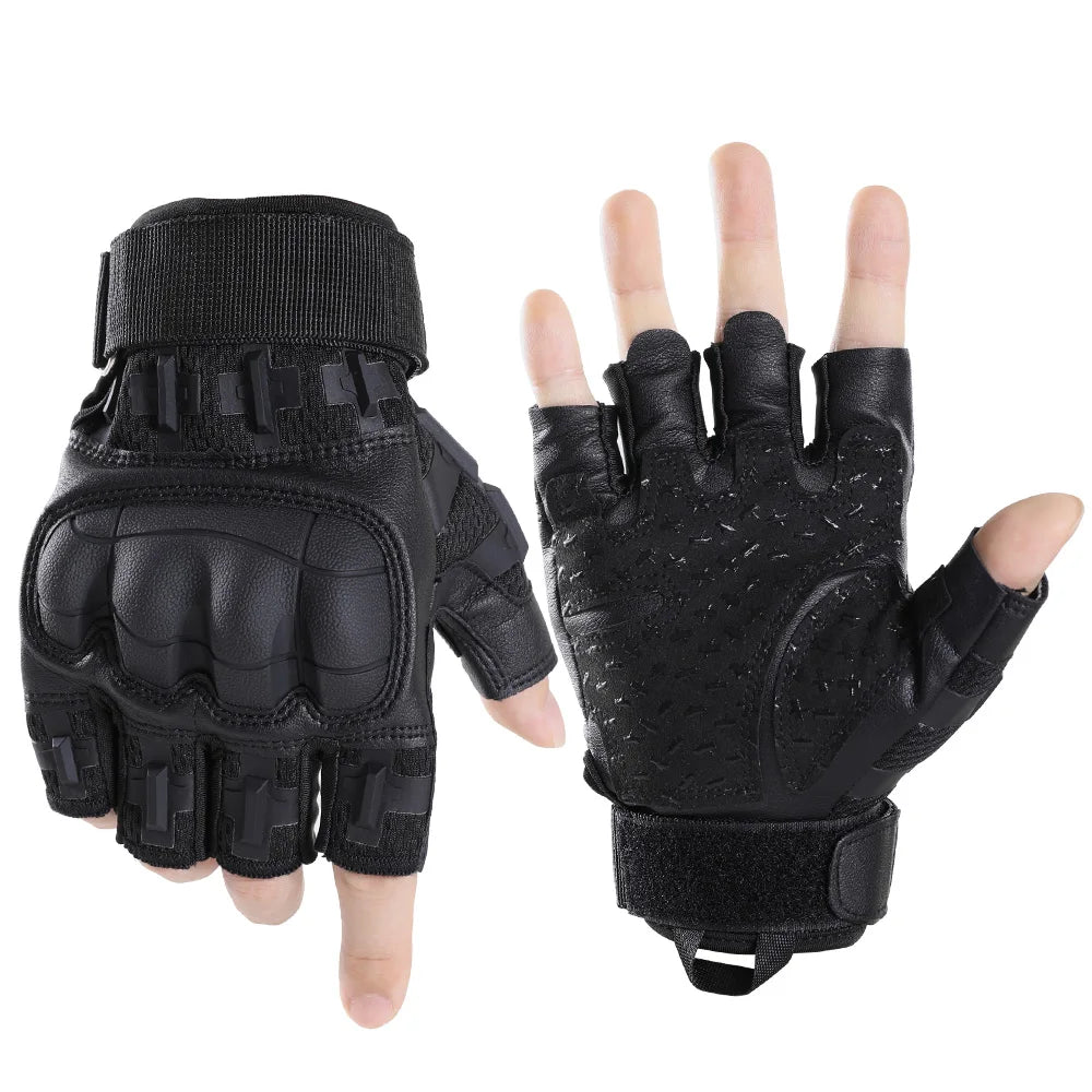 Outooor Tactical Fingerless Gloves Hard Shell Sports Paintball Airsoft Hunting Combat Riding Hiking Cycling Anti-skid Gear Men