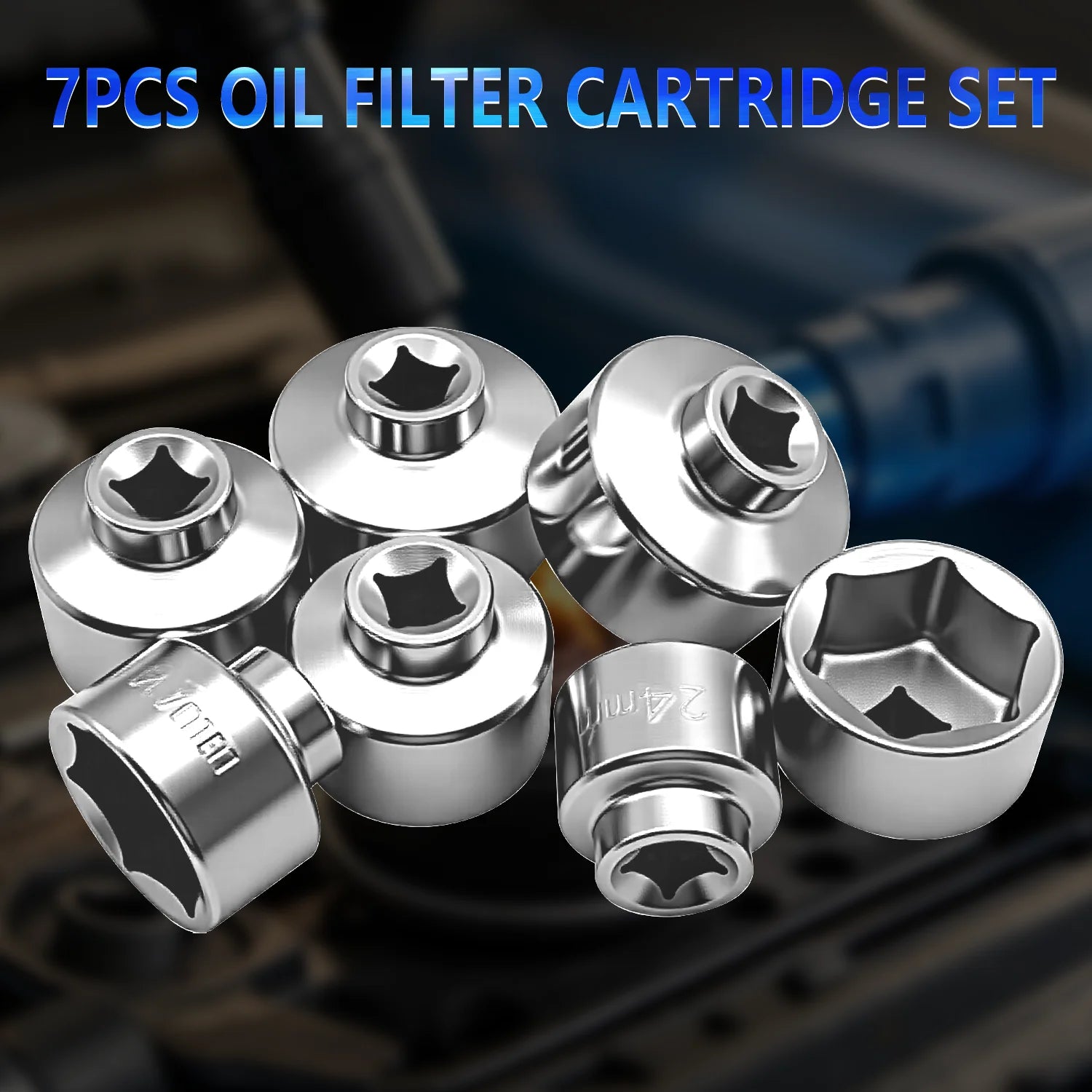 7-piece oil filter socket wrench set, 24mm to 38mm for Mercedes-Benz, BMW, VW, Audi, Boston and more
