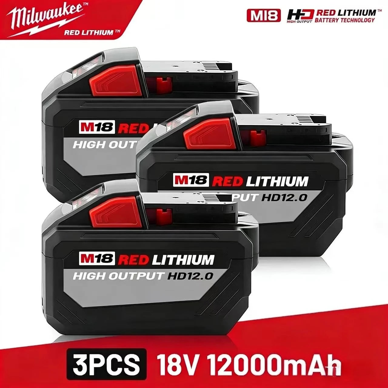 FIW212 Impact wrench Milwaukee Origina  18V 12Ah Lithium Ion Battery 21700 15-Cells, Compatible Milwaukee Cordless Power Tools