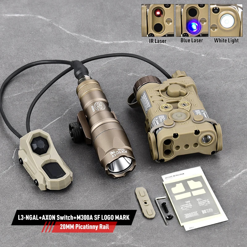 WADSN Tactical NGAL L3 Red Green Blue IR Laser Sight M300 M600 SF Surefir Flashlight AXON Dual Plug Switch Airsoft Hunting Gear