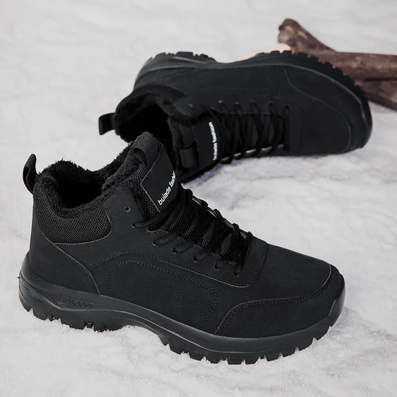Winter Men's Boots Warm Plush Men's Snow Boots High Quality Winter Non-Slip Sneakers Outdoor Men's Hiking Ankle Boots Work Shoes
