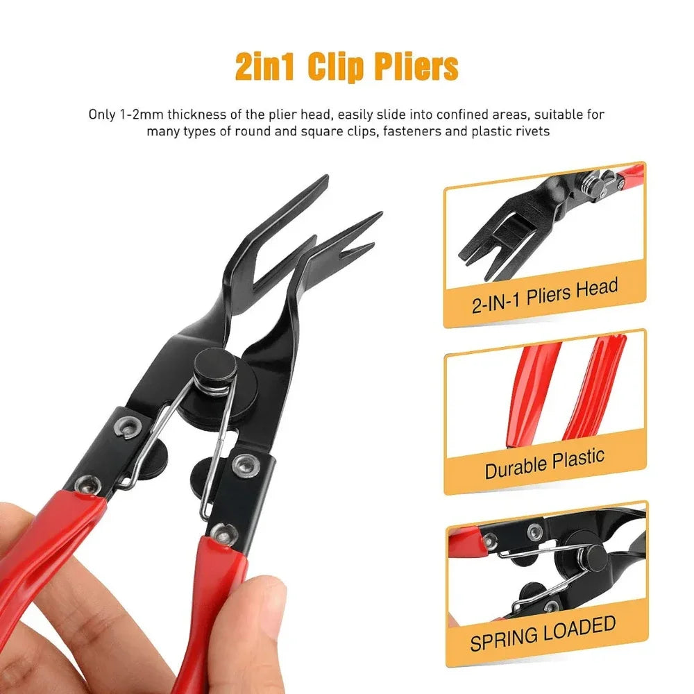 Auto Body Panel Door Fastener Car Clip Removal Pliers Tool Kit - Push Pin Trim Removal Pry Tool Repair Set for Automotive