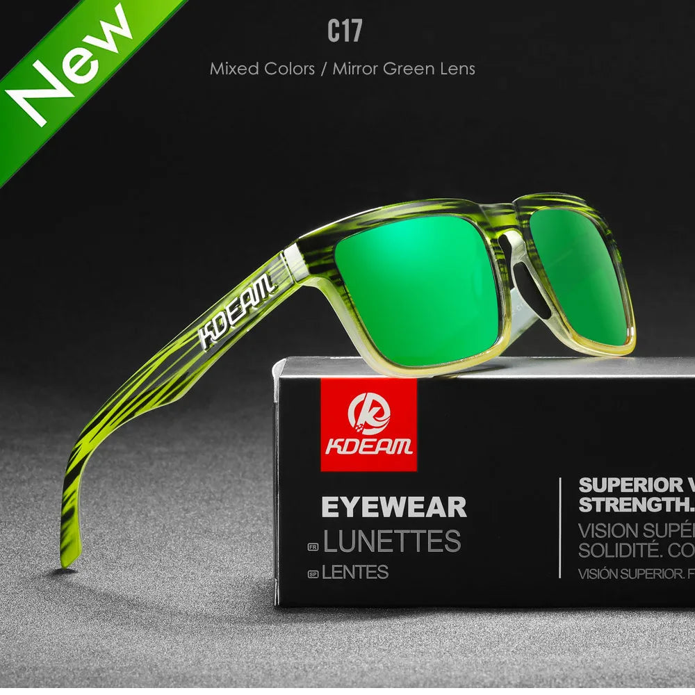 KDEAM 2022 Square Men's Polarized Sunglasses Outdoors Lifestyle Coating Sun Glasses New Matching Colors With Box