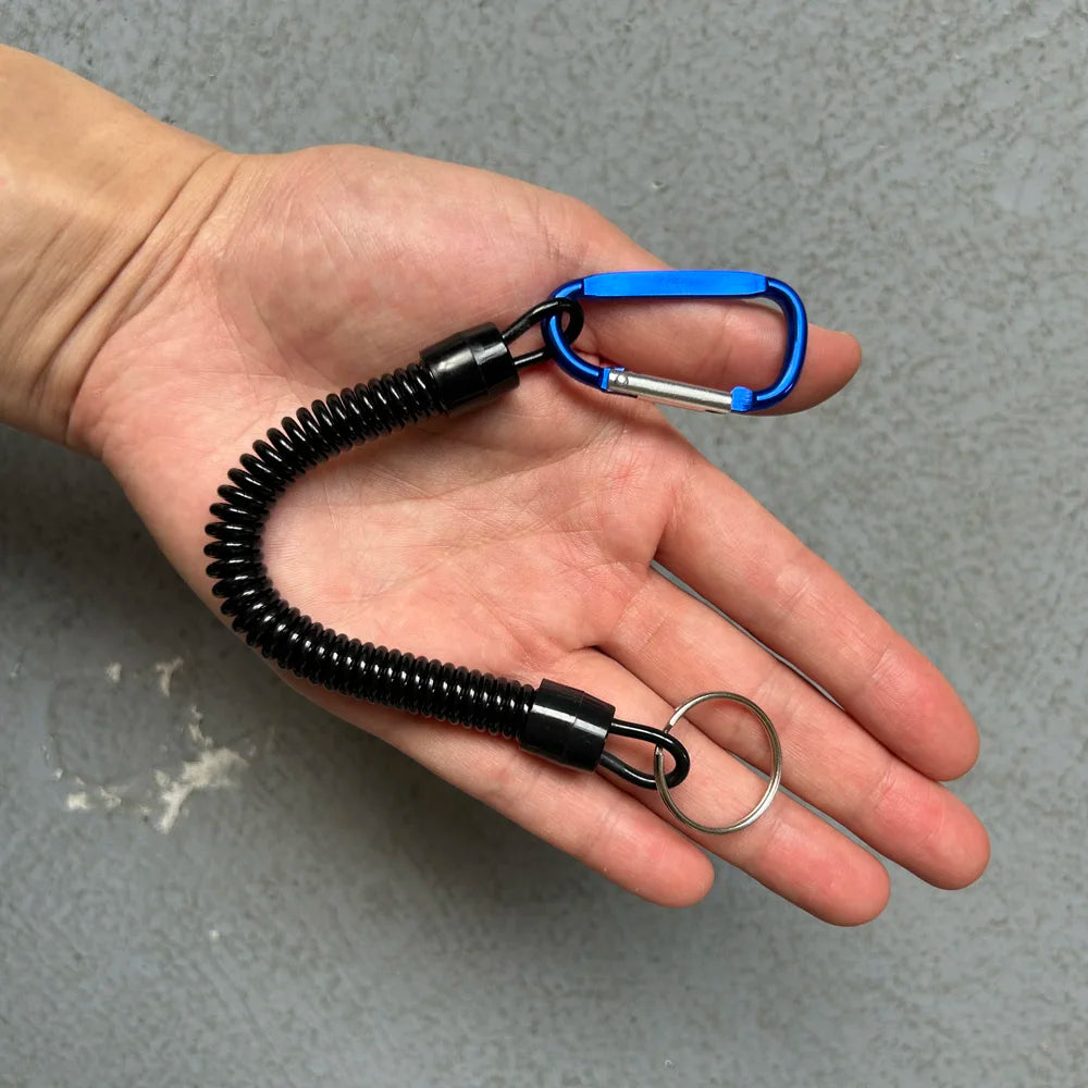 1PC Tactical Retractable Spring Elastic Rope Security Gear Tool Hiking Camping Anti-lost Phone Keychain Fishing Lanyards Outdoor