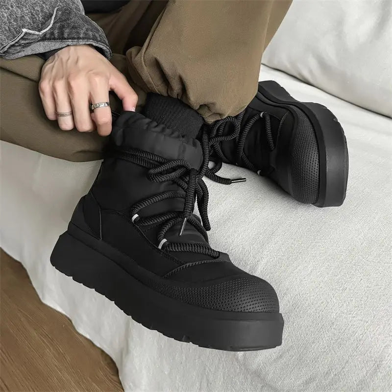 Designer New Men's Snow Boots Winter High Top Ankle Boots Outdoor Non-slip Waterproof Casual Cotton Shoes Plush Warm Work Boots