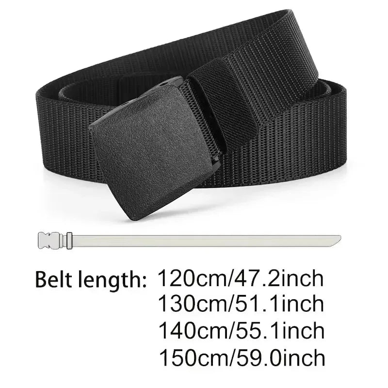 Automatic Nylon Tactical Belt - Adjustable Non-Metal Buckle, Lightweight & Comfortable for Outdoor Use