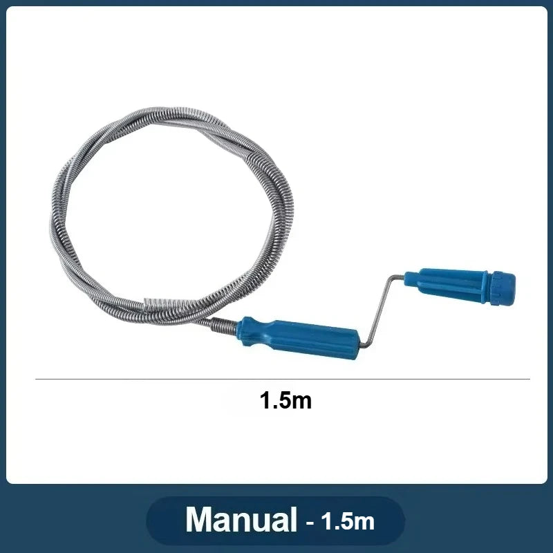 1.5-5m Flexible Metal Spring Pipe Dredge Auger Multifunctional Sewer Unclogger Plumbing Tool for Kitchen Sink Toilet Floor Drain