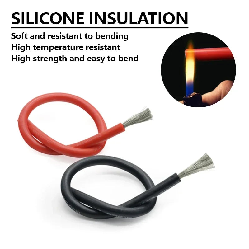 1~50m Heat Resistant Cable Red Black 30/28/26/24/22/20/18/16AWG Silicone Rubber Tinned Copper Wire Car Battery Automotive Wiring
