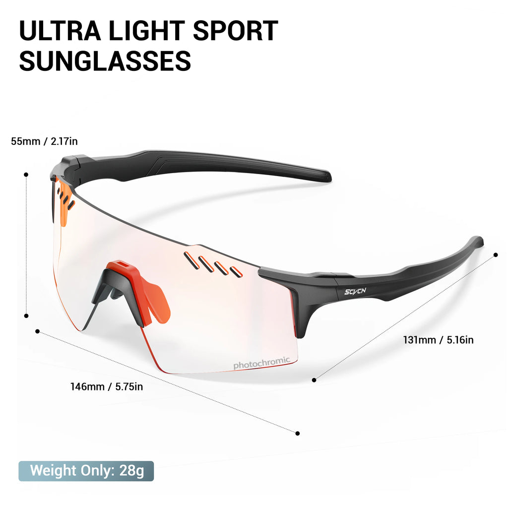 SCVCN Photochromic bike Cycling glasses UV400 Bicycle riding Eyewear Sports MTB Outdoor Sports Golf Camping Driving Eyepieces