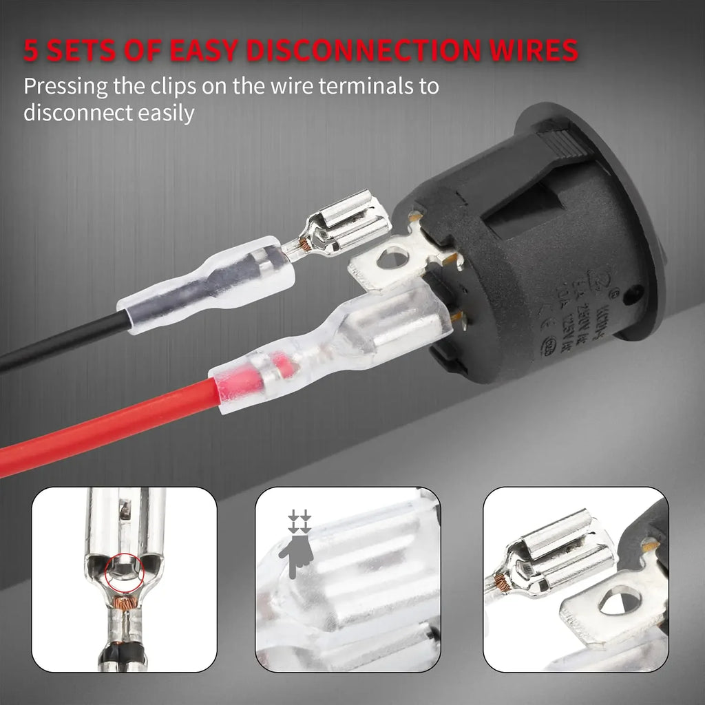 DaierTek 5PCS ON Off Round Rocker Switches SPST 20mm Mini 12 Volt DC Mini Circle Toggle Switch 12V for Car Automotive RV 2 Pin