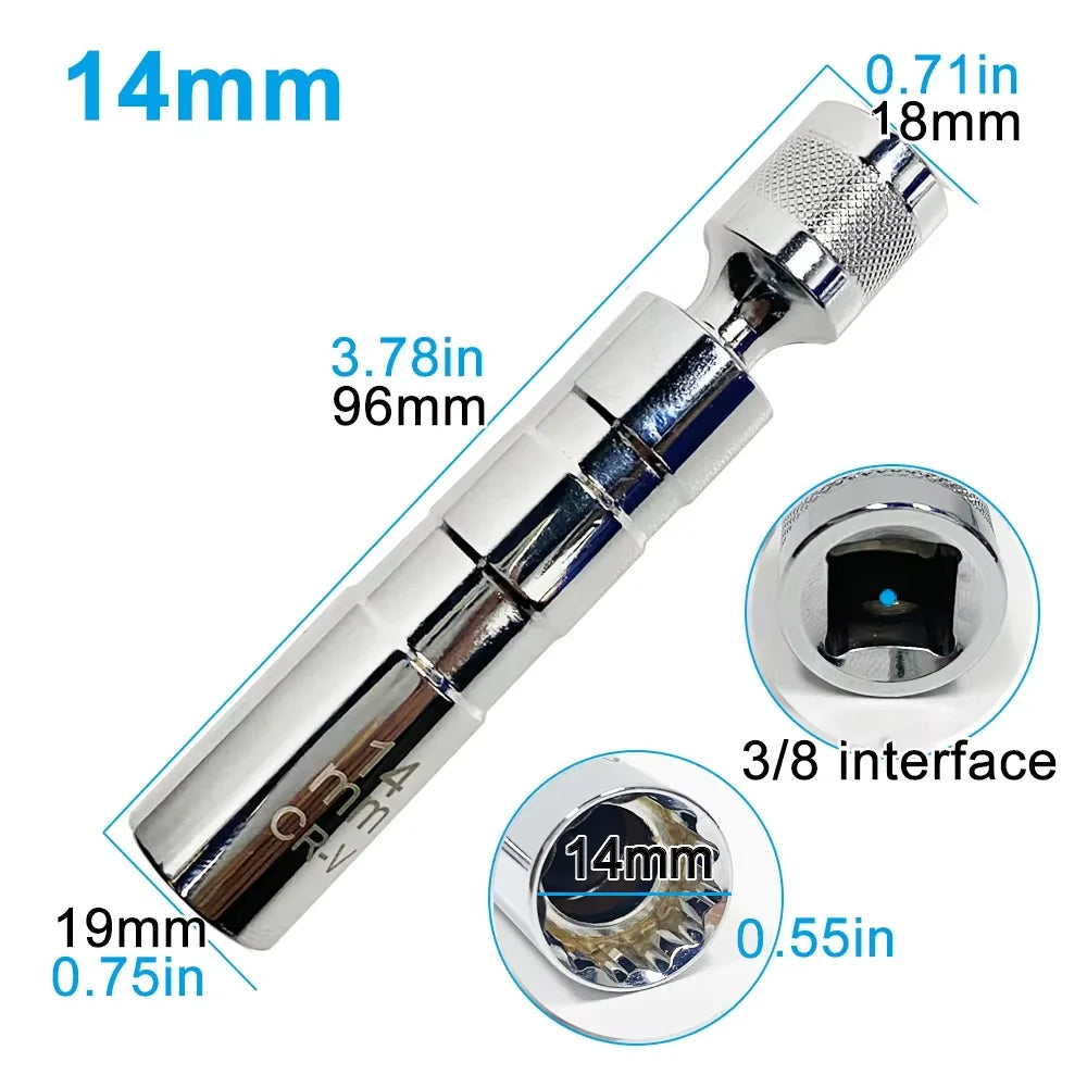 Universal Magnetic Spark Plug Sleeve Thin-walled Universal Joint 14/16mm Automotive Repair Spark Plug Disassembly ToolUniversal