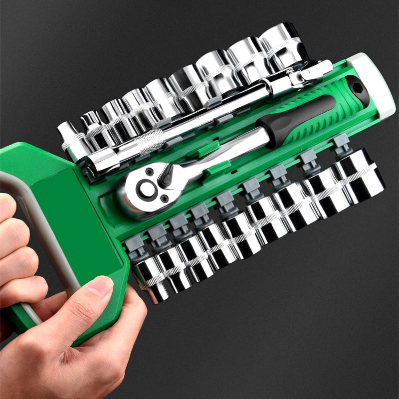 CRV Ratchet Spanner 3/8 Automotive Mechanic Tool Box Set Garage Car Repair Socket Wrench Set DIY Workshop Hand Tools