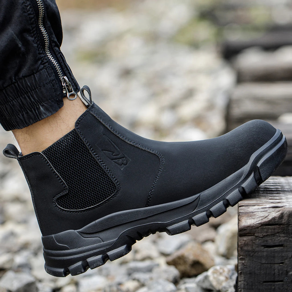 Waterproof Men's Safety Work Boots Steel Toe Shoes Anti Impact And Anti-Puncture Protective Boots Indestructible Roofing Shoes