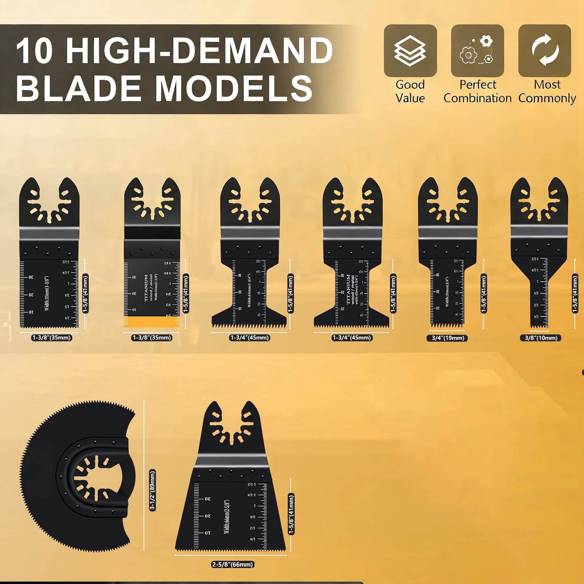 Premium Oscillating Saw Blades Multitool for Wood Metal Plastics，Fit Dewalt Worx Rockwell Wen Milwaukee Makita Ryobi Bosch Fein