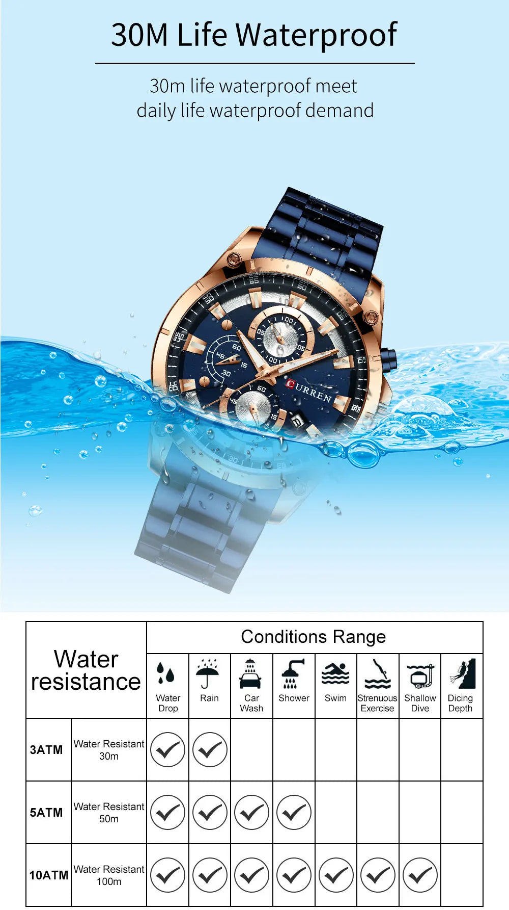 CURREN Mens Watches Fashion Top Brand Luxury Business Automatic Date Watch Men Casual Waterproof Watch Relogio Masculino+Box