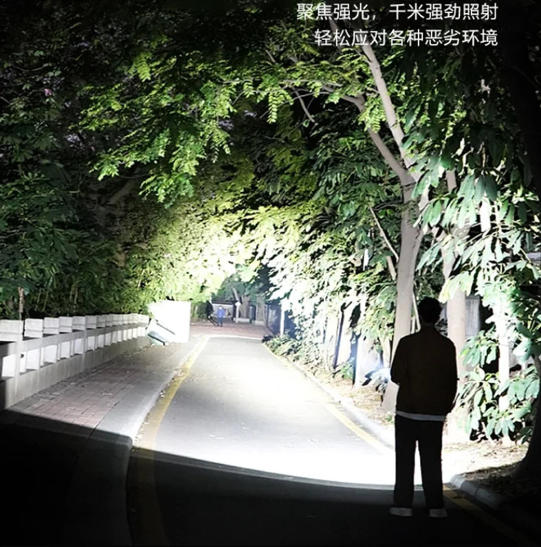 Strong light flashlight LED white laser super bright outdoor long-range variable focus rechargeable flashligh
