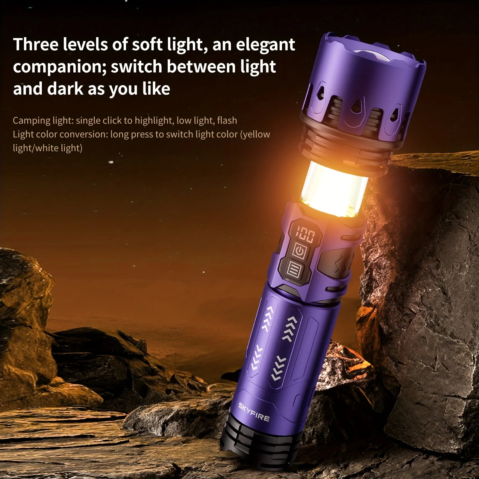 LED High-brightness Display Flashlight High-lumen Ultra-bright Rechargeable Flashlight for Camping Outdoor Activities Farm Night