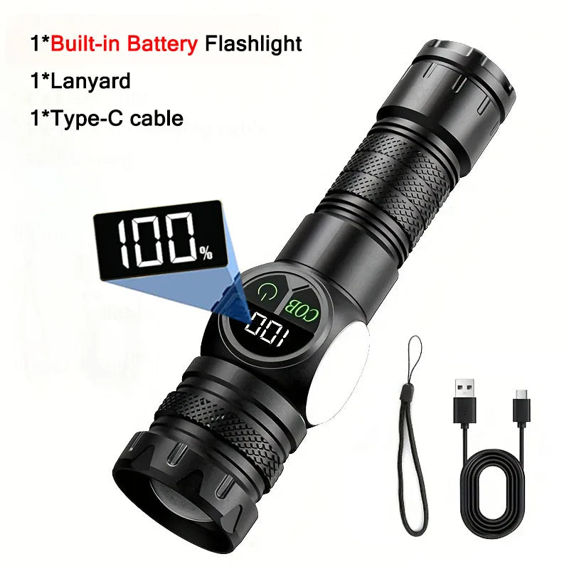 Super Bright LED Flashlight USB Rechargeable Flash light Long Range Tactical Torch Outdoor Waterproof Camping Fishing Lantern