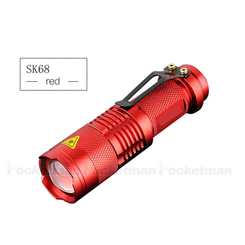 LED Flashlight Pocket Emergency Flashlight Zoomable Torch Aluminium Alloy 3 Lighting Modes Flashlight Waterproof Torch